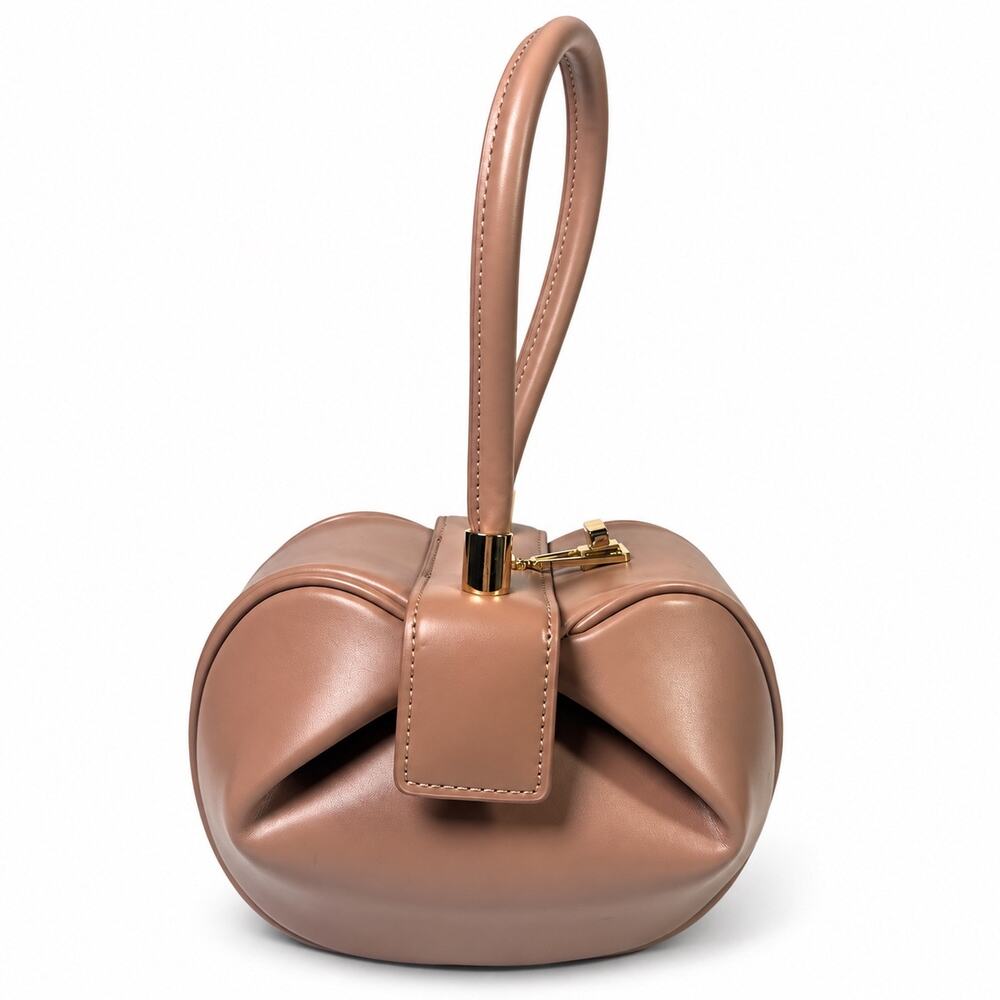 Gabriela Hearst Blush Pink Bow Dumpling Wristlet Clutch Leather Handbag Womens